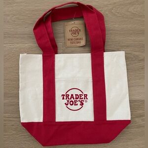 Trader Joe’s Mini Canvas Tote Bag RED - NEW With Tag
